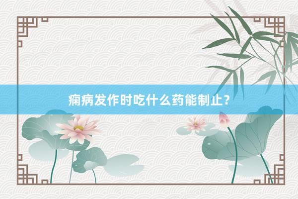 痫病发作时吃什么药能制止？